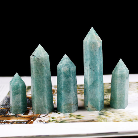 Natural Crystal Amazonite Jade Pillar Energy Stone