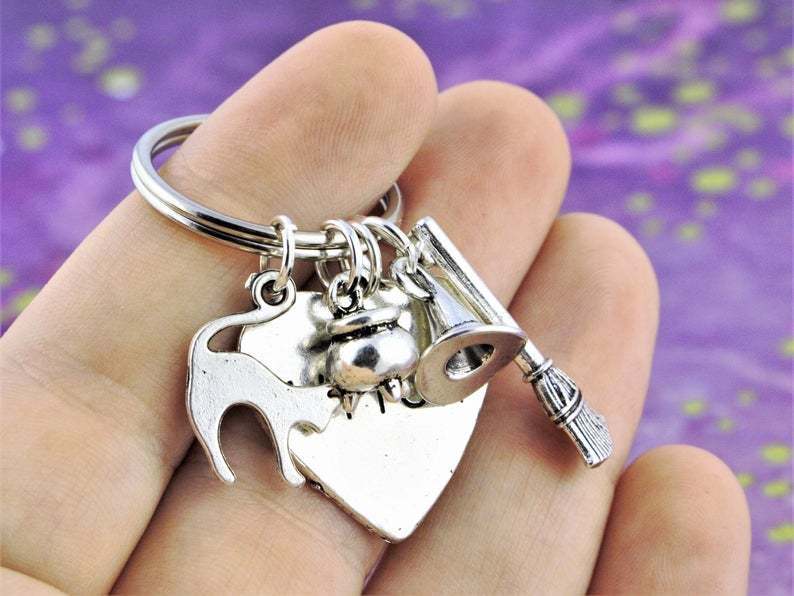 Witchy Keychain Loaded with Charms