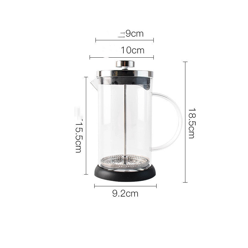 French Press Stainless Steel Filter Pressure Pot, Glass Herbal Infuser