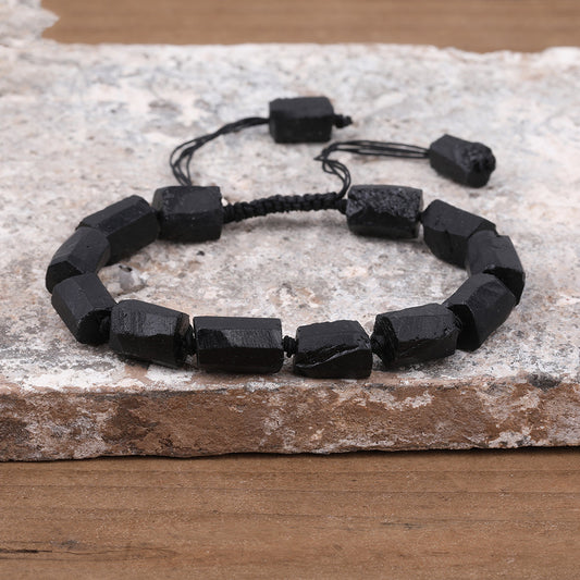 Natural Blue Kyanite Black Tourmaline Beads