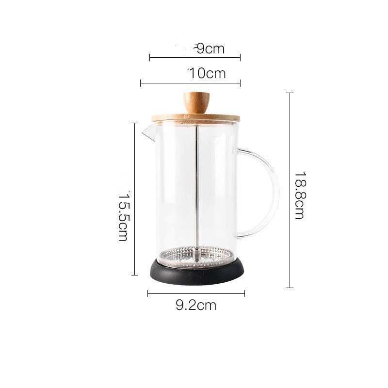 French Press Stainless Steel Filter Pressure Pot, Glass Herbal Infuser